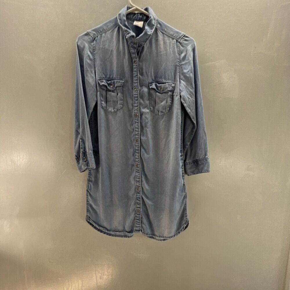 &Denim by H&M Dress Women's Size 4 Long Sleeve Pockets Button up Chambray Shift